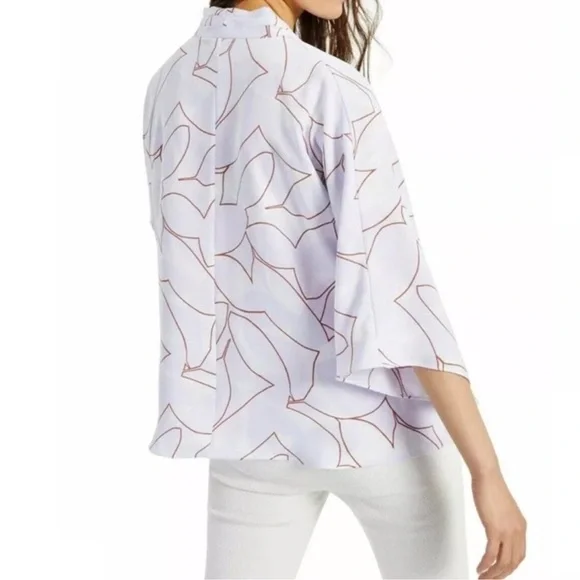 Alfani | White and Purple Patterned Blouse - Picture 2 of 5